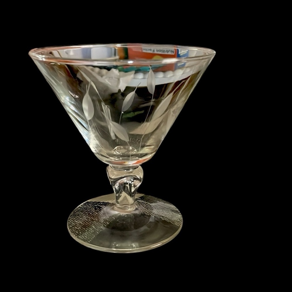 Libbey Clear Etched Glass Martini Glass